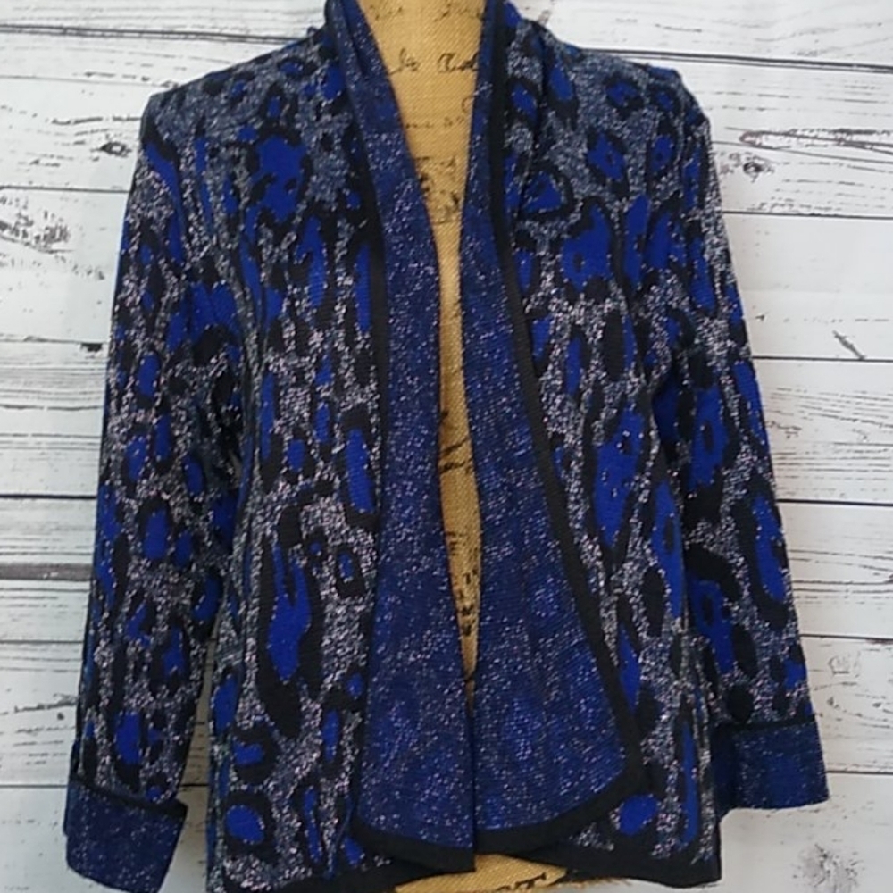 Ruby rd. Blue& Black Metallic Thread Jacket sz. L - image 2